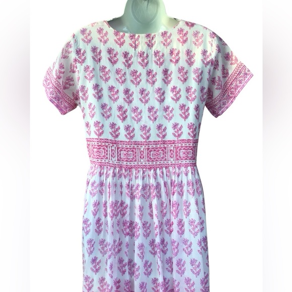 Bella Tu Nikki Pink Purple Hand Block Printed Floral Maxi Dress - Picture 4 of 8